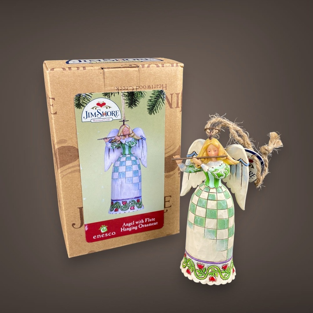 Jim Shore 2009 Angel With Flute Ornament‎ Heartwood Creek NOS 4" Box and Tags
